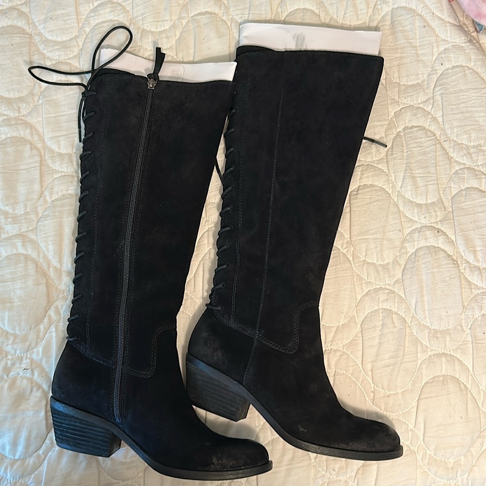 Sofft Sharnell Black Suede Boots Tall size 8 water resistant  NWOT Excellent!